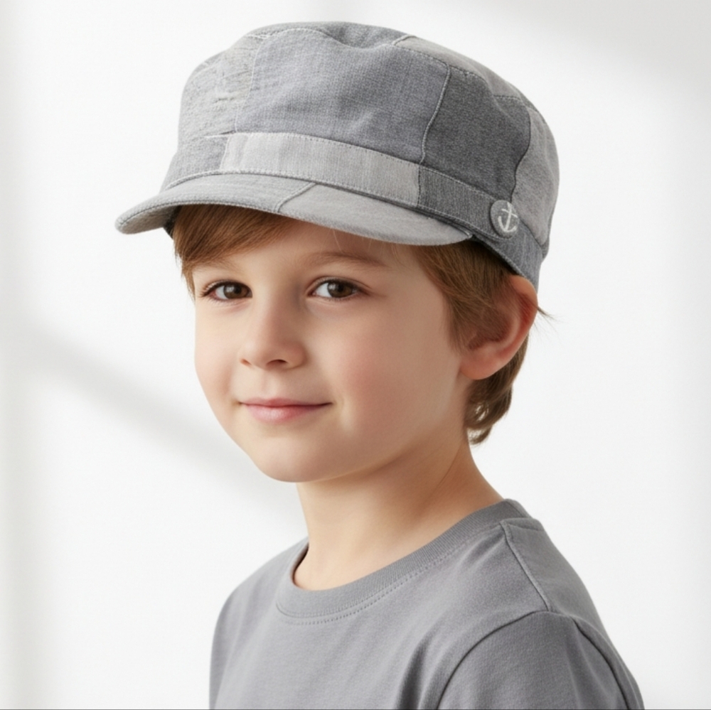 San Diego Hat Co Boys Gray Patchwork Newsboy Cap NWT Size 2-4
